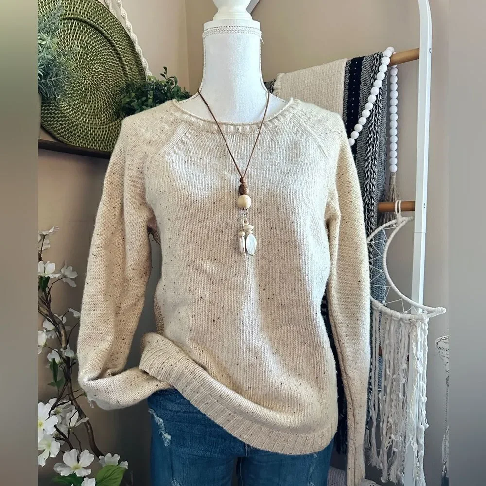 J. Crew Donegal Lambswool Sweater with Gold Shimmer Stripe